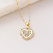 Round Simulated Diamond Women's Gorgeous Heart Pendant In 14k Yellow Gold Plated
