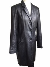 Wilsons Leather Coat Black Women's M Mid Length Pelle Studio