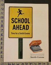 1957 OFFICE TYPEWRITER SMITH-CORONA SCHOOL SIGN PORTABLE CASE EDUCATION AD SP09