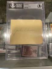 1950'S JACKIE ROBINSON BROOKLYN DODGERS SIGNED ALBUM PAGE BECKETT SLABBED