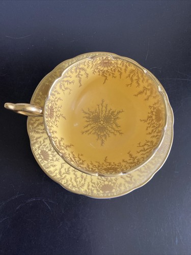 Coalport Sunshine Yellow and Gold Teacup and Saucer - Picture 20 of 20