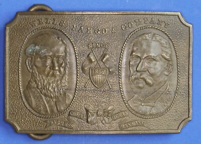 Vintage Messingschnalle, Wells Fargo & Company, für 2 Zoll Gürtel ** [29863]