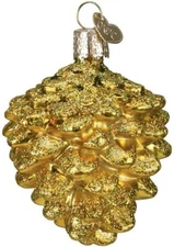 SALE--Small Gold Pine Cone Blown Glass Ornament-Old World Christmas-NO HANG TAG