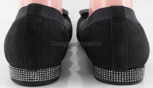 $335 STUART WEITZMAN CABOT Anthracite Suede Studded Cup Designer Bow Flats 6 - Picture 2 of 5