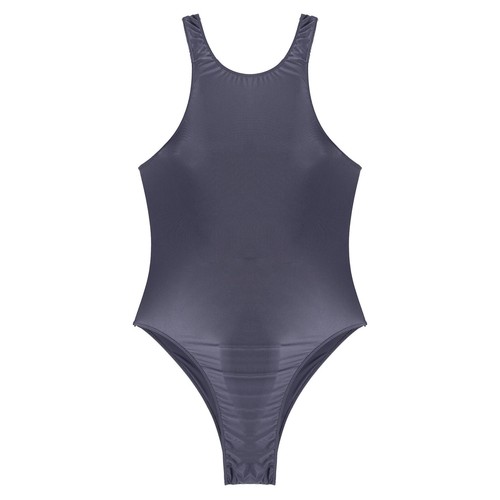 Hochglanz-Damen-Body einteilig ärmellose Bademode glänzend Badeanzüge Trikot - Bild 24 von 52