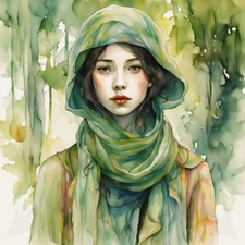 Digital painting of Art In Heart , Green beauty, AI Art, Art In Heart