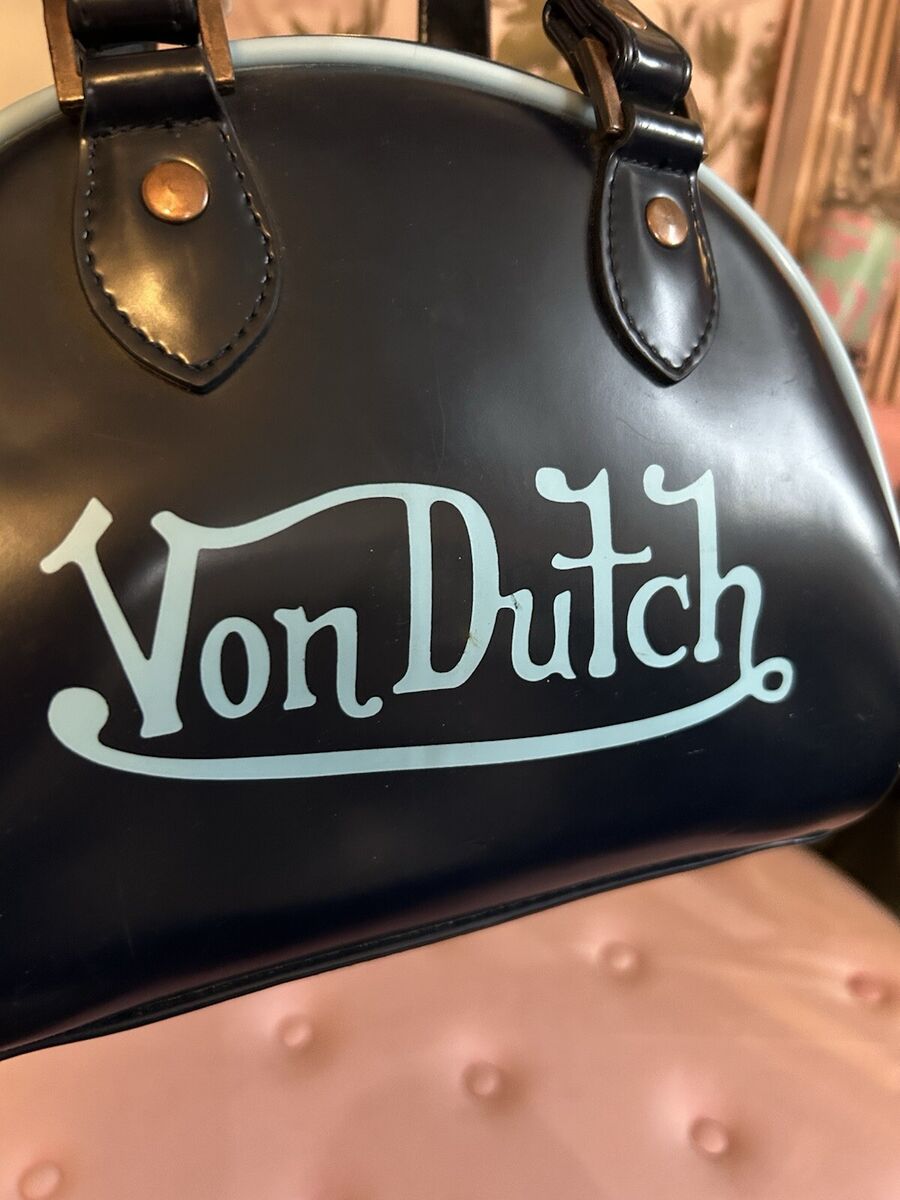 Authentic Y2K Vintage Von Dutch Mini Boston Bowler Bag Dark Authentic Y2K Vintage Von Dutch Mini Boston Bowler Bag Dark
