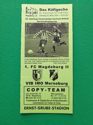 1.FC Magdeburg II - VfB IMO Merseburg 30.3.2002 Verbandsliga Käfigecho TOP