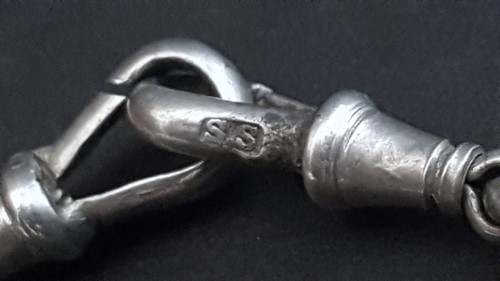 Australian 1900s Sterling Silver Curb Link Watch Chain/Necklace w T-Bar 22.7g - Picture 7 of 15