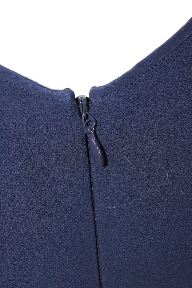 BCBG Max Azria Runway Womens V Neck A Line Lila Dress Navy Blue Size Large - Image 4 of 4