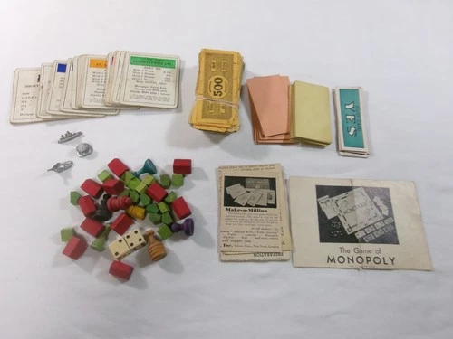 Vintage Lot of Parker Brothers Monopoly Pieces No Boards Various Years