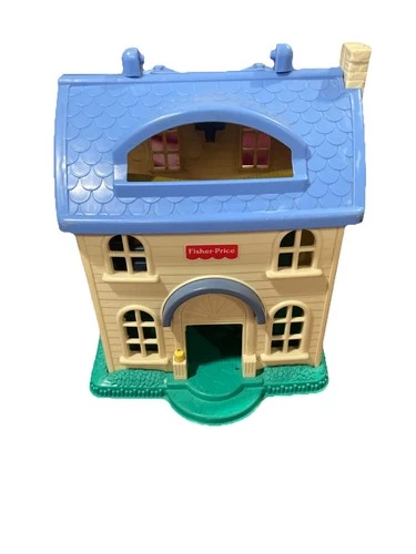 Vintage 1996 Fisher Price Little People Doll House Home Sweet Home Blue Roof