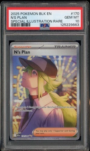 2025 POKEMON BLK EN-BLACK BOLT #170 N'S PLAN SPECIAL ILLUSTRATION RARE PSA 10