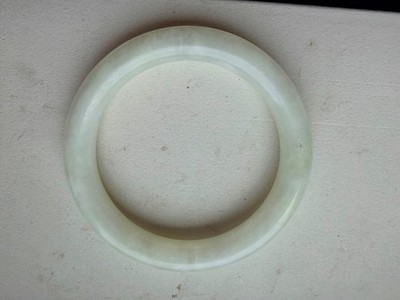Hetian jade bangle 58 icy white translucent some cotton  和田玉冰白有棉