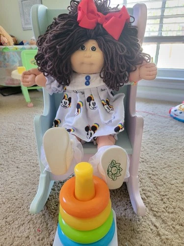 Vintage Cabbage Patch Kid Reroot Hm1  1985  Two Tone Brown Loops , KT FACTORY