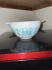 Vintage PYREX #441 Amish Butterprint Turquoise/White 1.5 Pt Cinderella Bowl FAB