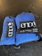Eno Double Nest Hammock Blue Grey Lightweight 2-Person 400LB Max w/ Atlas Straps