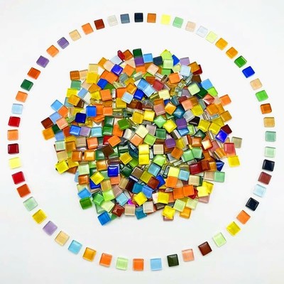 500G/ 1.1LB Bulk Crystal Mosaic Tiles, Assorted 0.4x0.4 inch, Green Series 