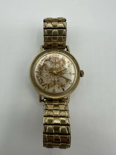 Vintage Timex Self Wind Automatic Watch Gold Tone Working Patina Dial