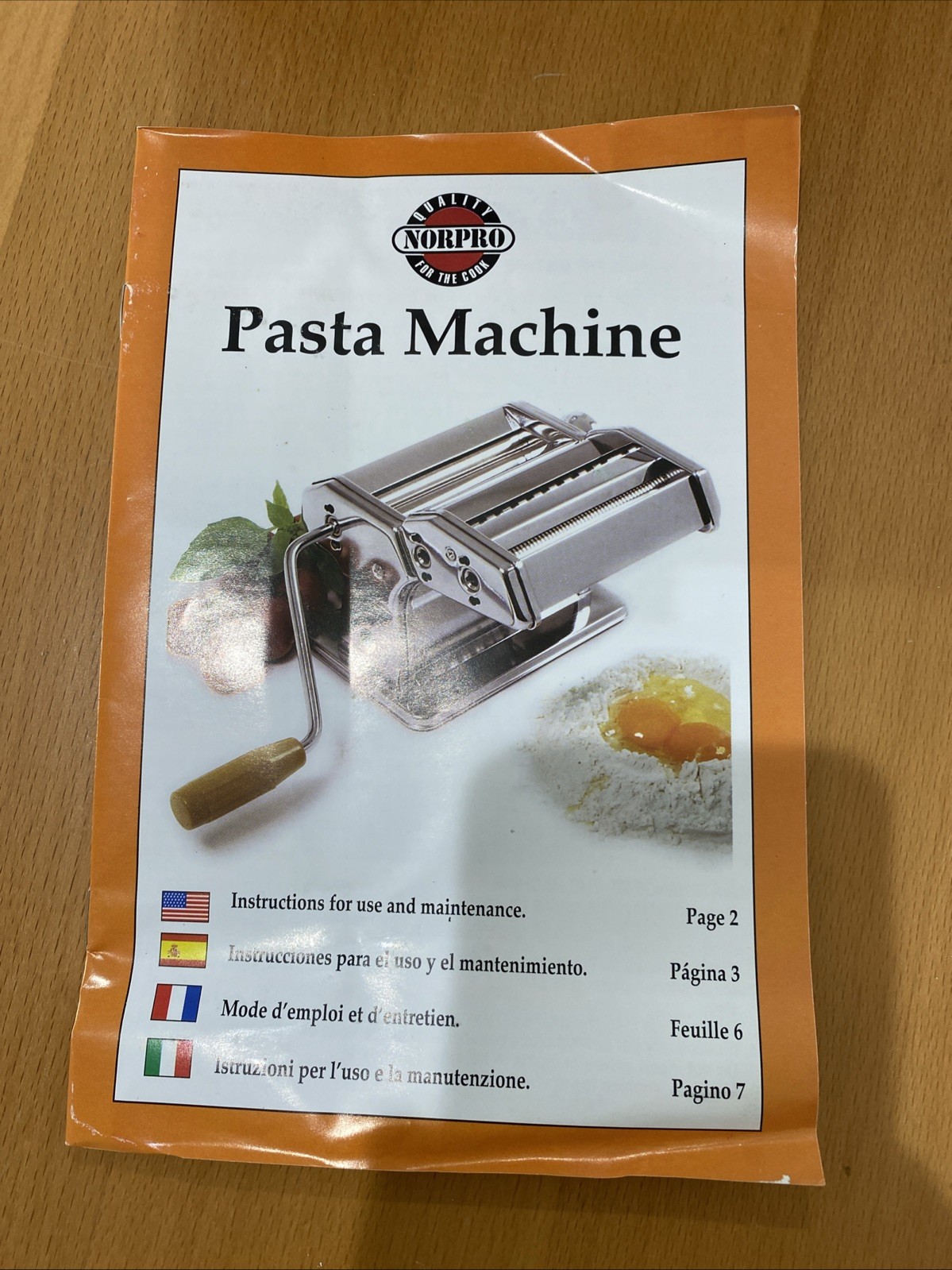 Norpro Stainless Steel Pasta Machine Hand Crank Roller & Cut