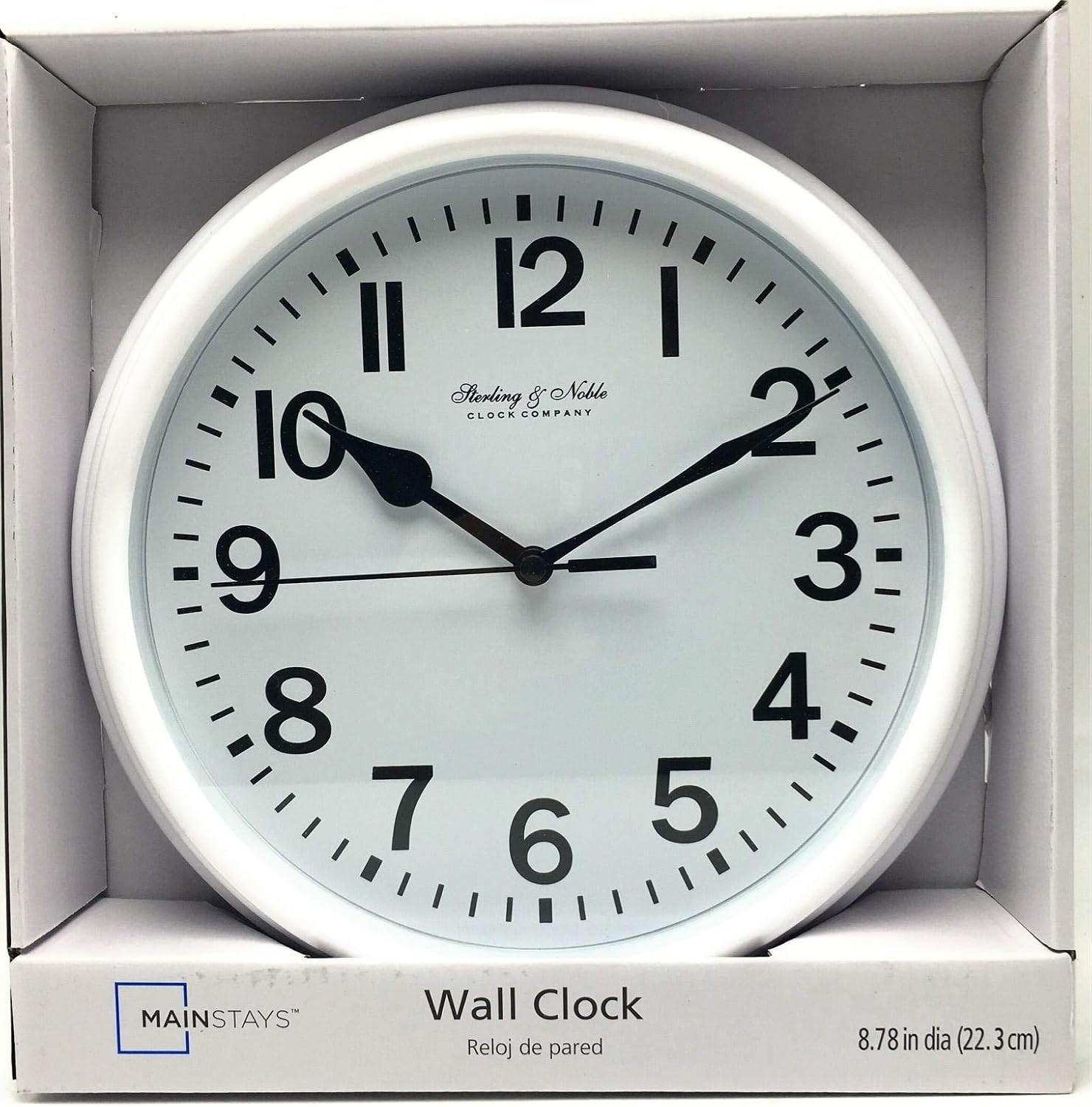 Sterling and Noble 8.78" Analog Display Wall Clock - White