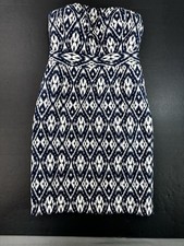 Banana Republic Ikat Print Dress Womens Size 4 Blue White
