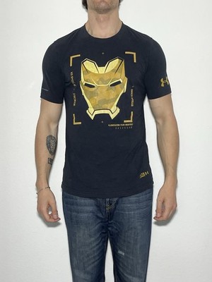 Under Armour Marvel Civil War Iron Man T-Shirt Oberteil Schwarz Gr M 