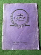Lord Carson Leader Of The U.V.F Funeral Book 1935.