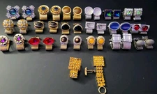 (20) Vintage Wrap Around Cuff Links Original Lot Stones 
