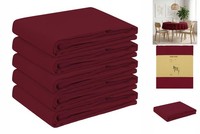 Tischdecke 5 Stk. Rund Weinrot Ø 180 Cm Polyester Uni-Optik