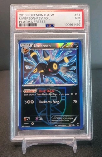 Pokémon Umbreon 064/116 Reverse Holo Graded PSA 7 Plasma Freeze
