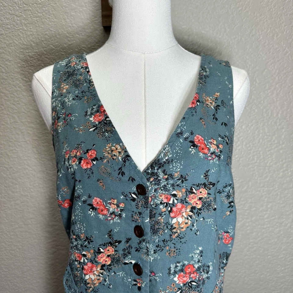 Urban Outfitters Kimchi Azul Mujer Lauren Lino Floral Mono Una Pieza Talla S Foto 2 de 4