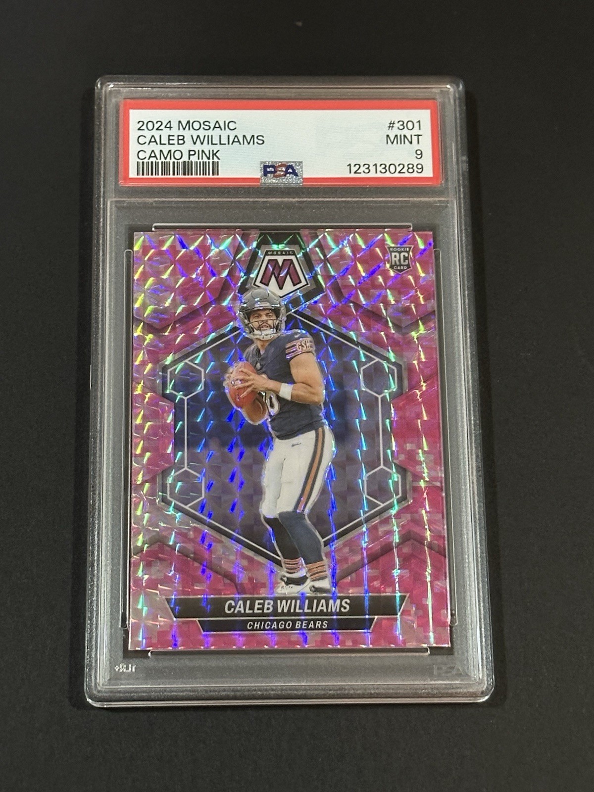 2024 Panini Mosaic Caleb Williams Rookie Camo Pink Prizm #301 MINT PSA 9 RC