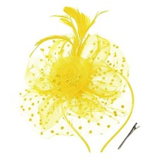 Fascinators Hat Tea Party Wedding Mesh Flower Pearl Feather Headband Clip