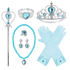 Princess Dress Up Accessories Set Gloves, Tiara, Wand, Necklace  More 9pcs