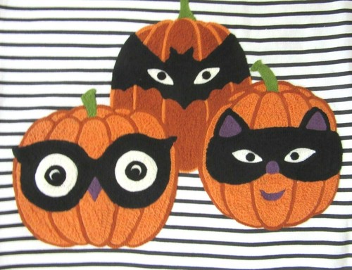 K & K FALL HALLOWEEN Embroidered PUMPKIN STRIPED TABLE RUNNER 16" x 72" NEW - Picture 3 of 9