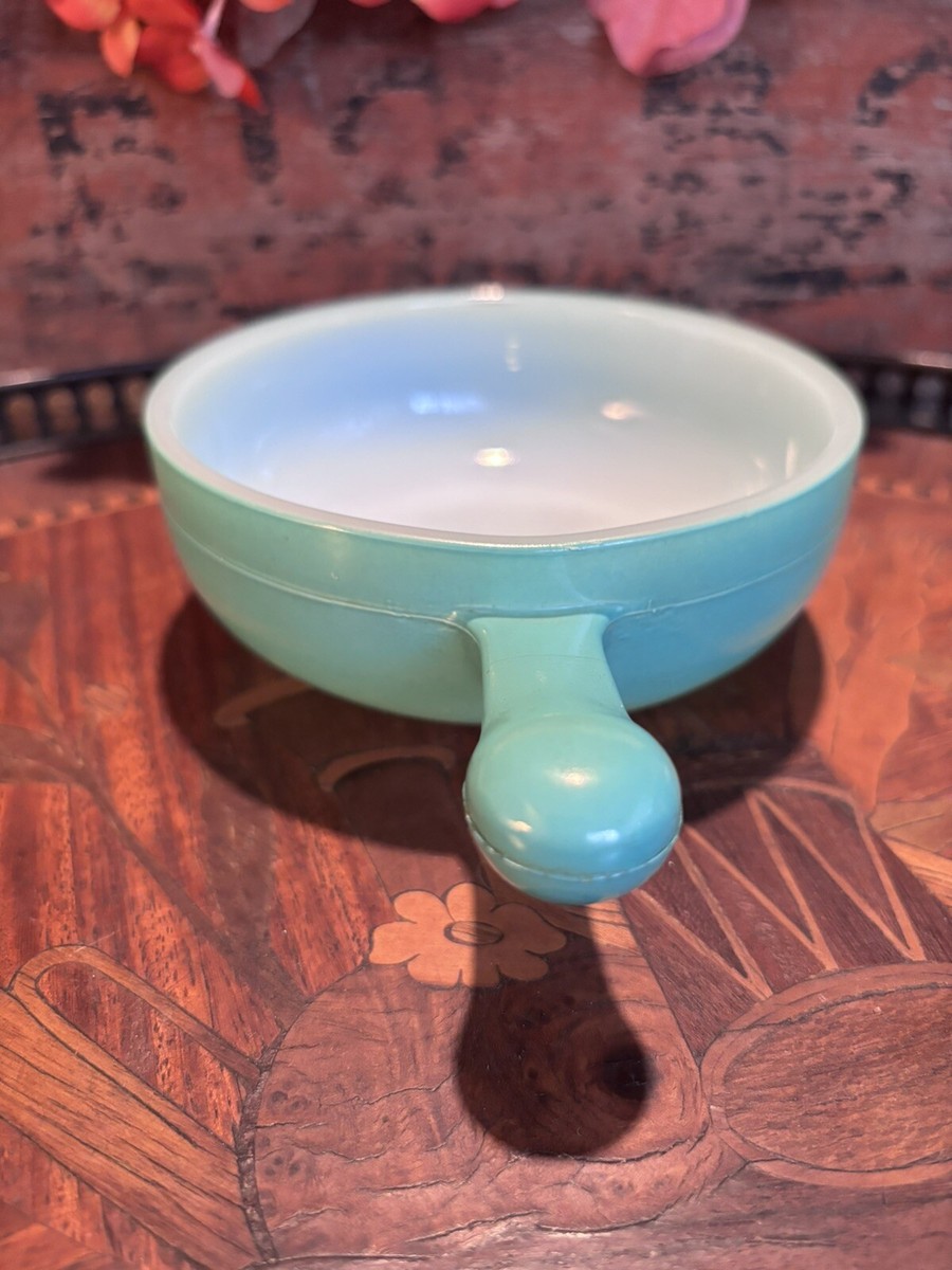 Vintage Glasbake Turquoise Soup Chili Crockpot Bowl J-2057 Vintage Glasbake Turquoise Soup Chili Crockpot Bowl J-2057