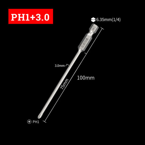Phillips 1/4" Hex Security Bit Set Screwdriver Bits 75mm 100mm 120mm Long Reach - Picture 27 of 40