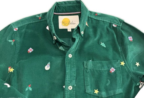 Mini Boden Green Corduroy Christmas Embroidered Button Up Shirt, size 11-12, EU - Picture 2 of 2