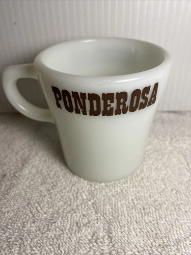 Vintage Pyrex 709 Ponderosa Restaurant White Milk Glass Mug Coffee Cup 6 oz USA.