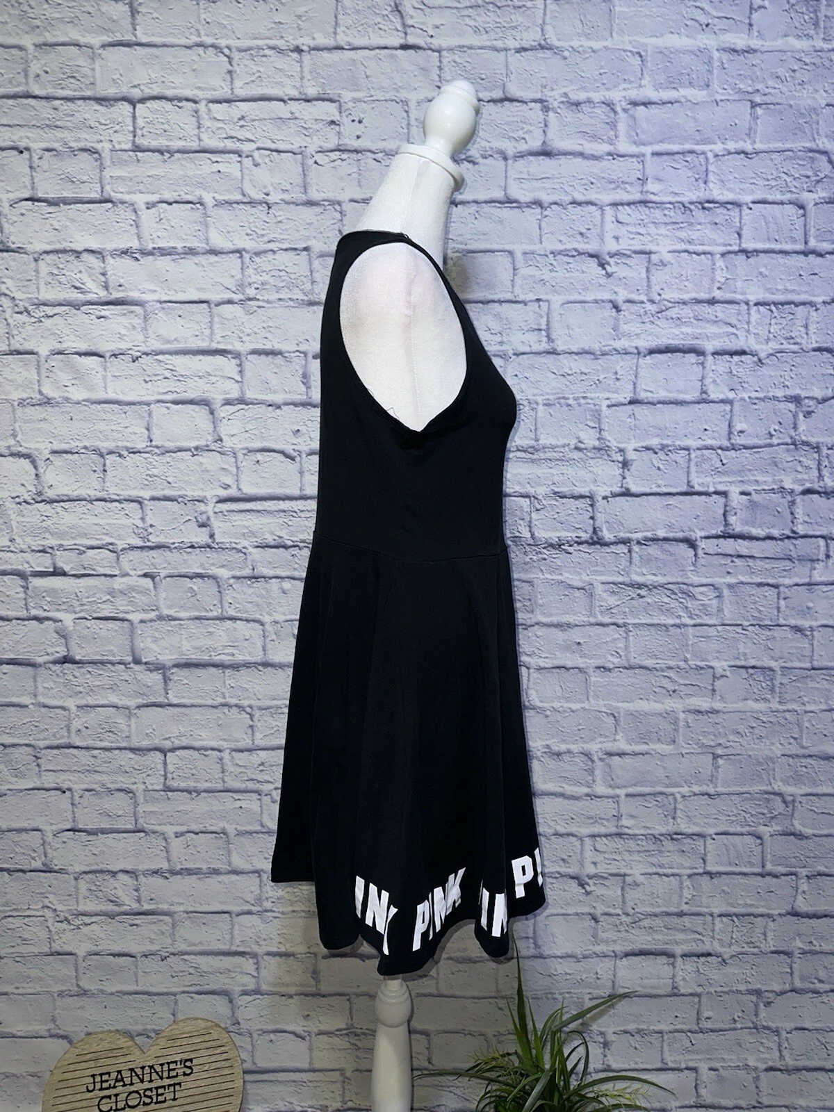 UNDERCOVER ROSA Victoria Secret abito sportivo donna senza maniche nero taglia L