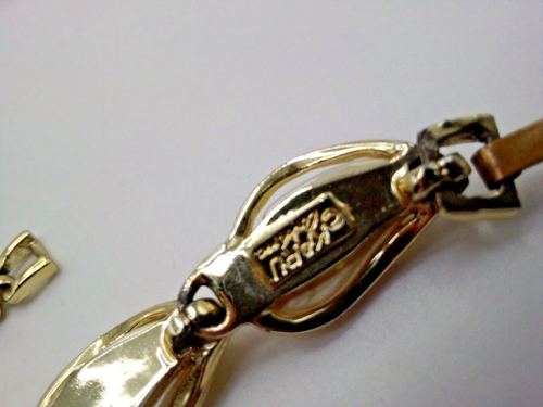Karu Arke Bracelet PEARL Moonglow Signed Vintage Costume Jewelry Silver TONE - Picture 6 of 10