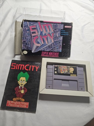 SimCity Super Nintendo SNES 1991 CIB Complete Great Shape Free Shipping!