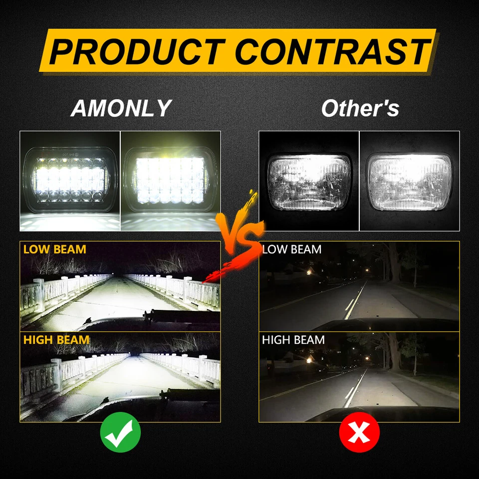 2PC 5x7" LED Headlights H4651 Halo Headlamp For Freightliner MT45 MT55 2001-2016 - Image 3 of 4