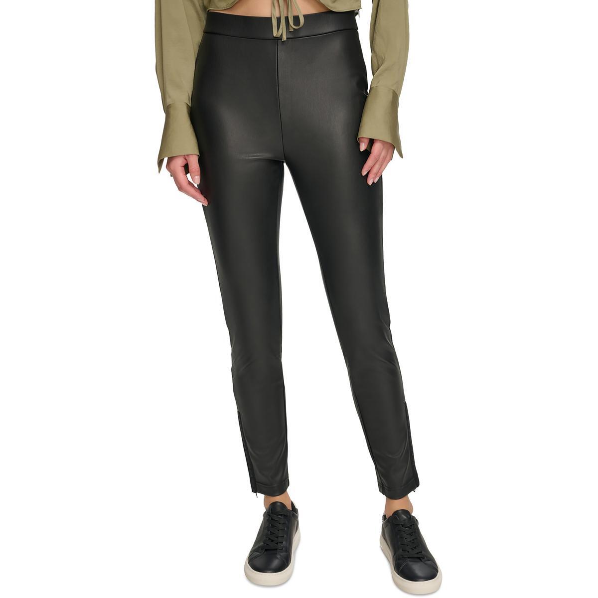 Джинсы DKNY, женские черные леггинсы на молнии из искусственной кожи, M BHFO 7516