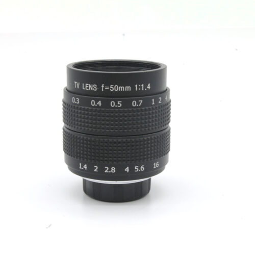 FUJIAN 50mm f/1.4 C Mount CCTV f1.4 Lens+Lens Hood+Macro Ring for Nikon N1 J4 J3 - Picture 3 of 7