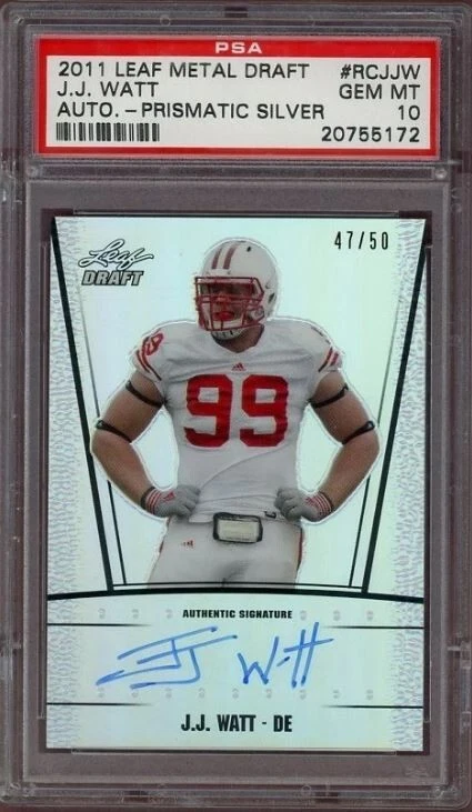 JJ Watt Leaf Metal Draft Autograph #RCJJW Prismatic Silver