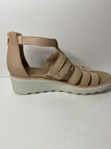 Collection By Clarks Ultimate Comfort Women's Beige Leather Wedge Sandals 7M I8 - Picture 1 of 5
