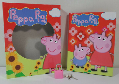 PEPPA PIG 6'' HARD COVER RED NOTEBOOK IN CASE w/ LOCKET