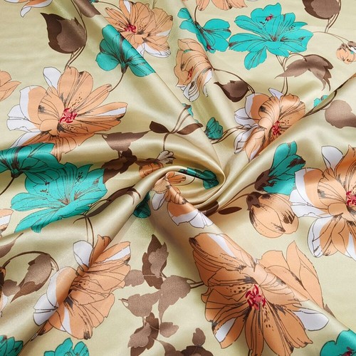 By Yard Big Flower Satin Material Polyester Charmeuse Fabric For Scarf Craft - Picture 3 of 11